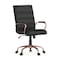 Flash Furniture Black Leather Rose Gold Frame Mid-Back Chair GO-2286M-BK-RSGLD-GG - alternate 1